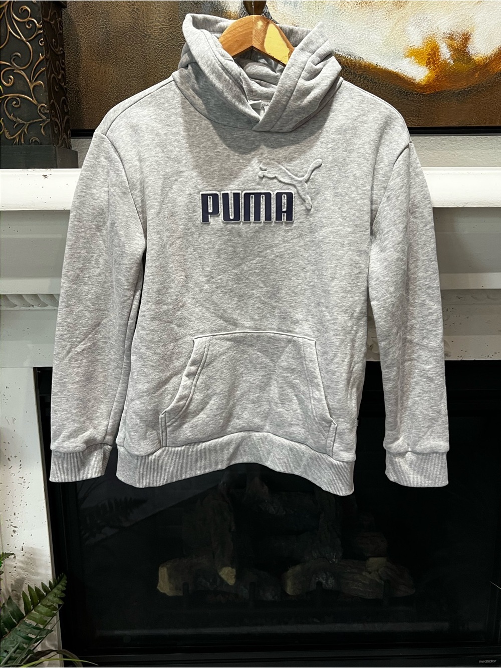 PUMA Boy’s Light Gray Logo Hoodie Sweater